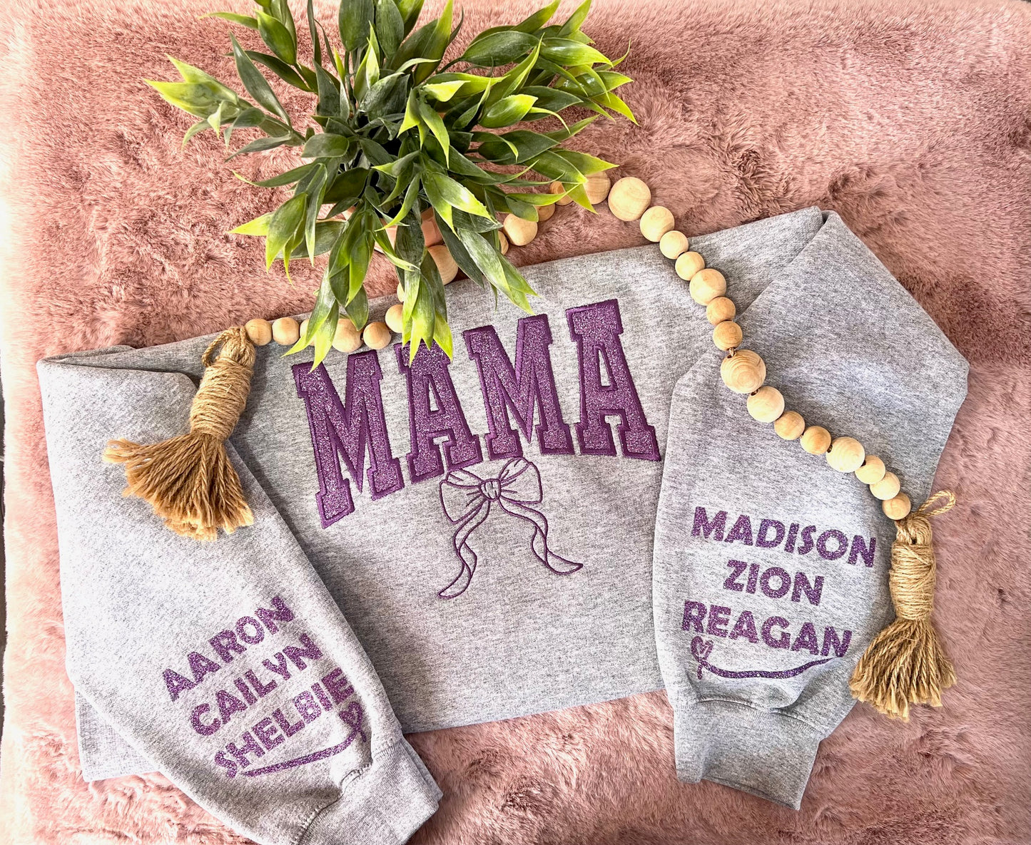 Custom MAMA Glittered Sweatshirt