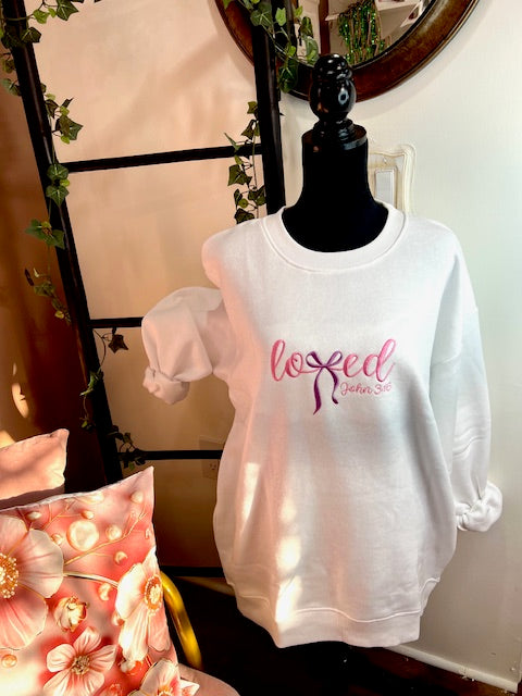 LOVED JOHN 3 16 OVERSIZED Embroidered Sweatshirt