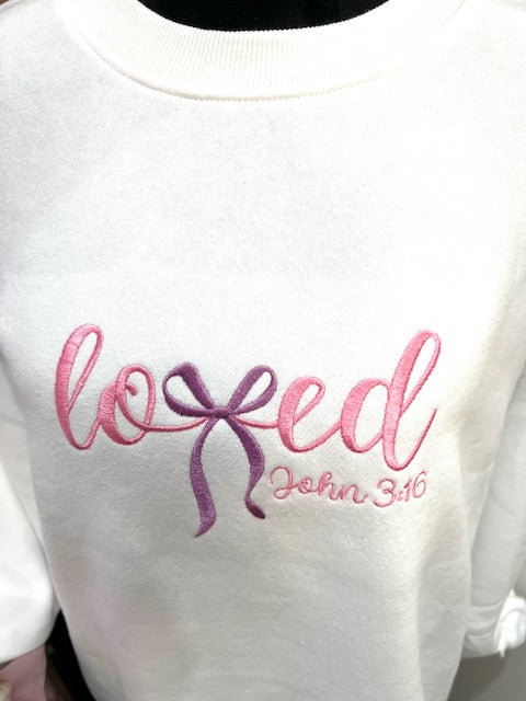 LOVED JOHN 3 16 OVERSIZED Embroidered Sweatshirt