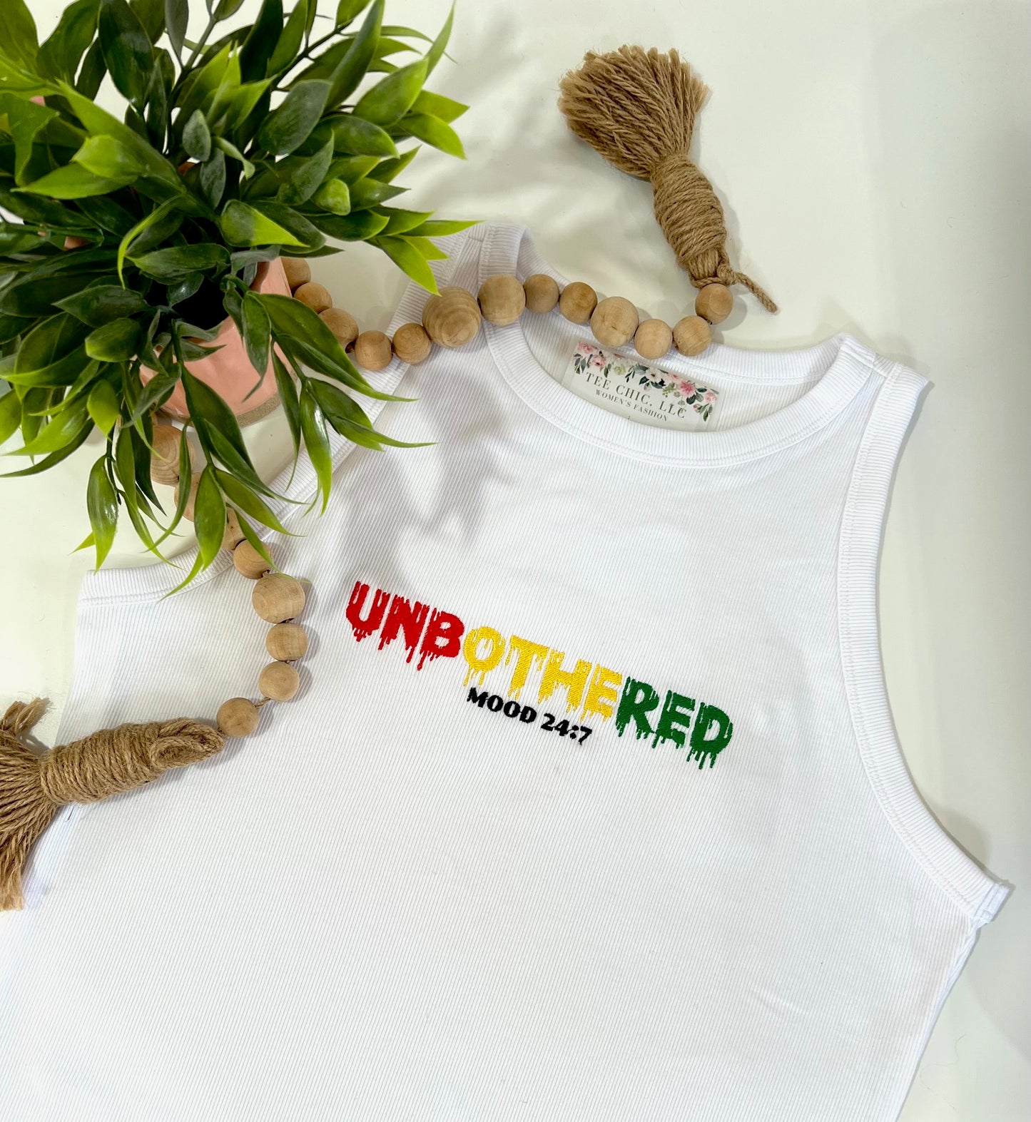 UNBOTHERED Embroidered Tank Top 🤎