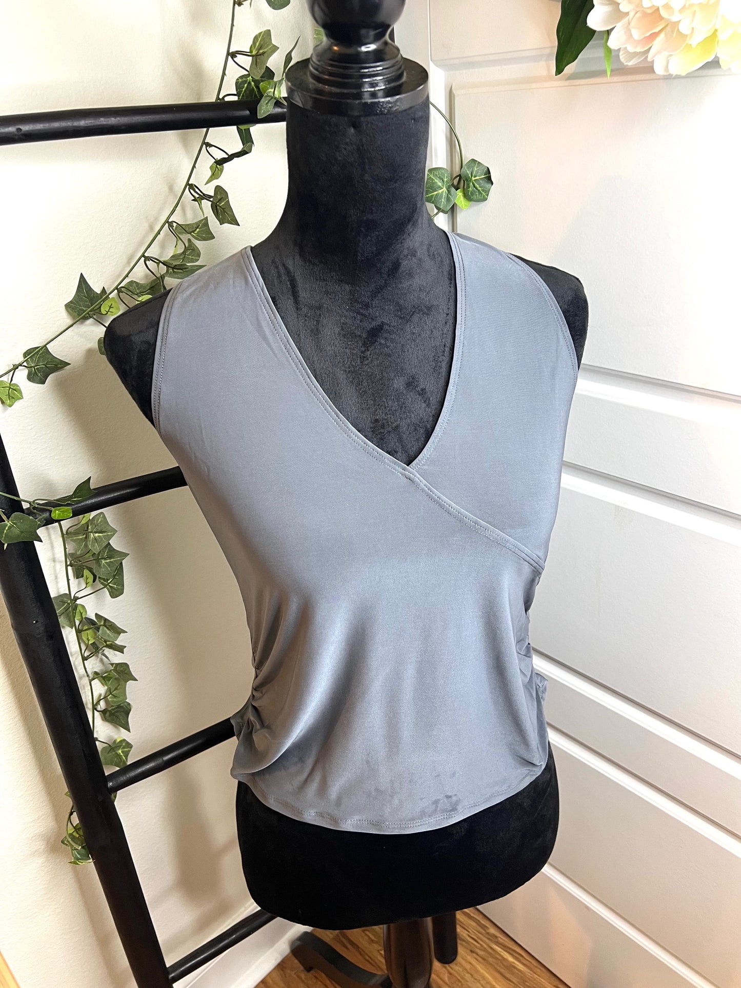 Charcoal Halterneck Ruched Top