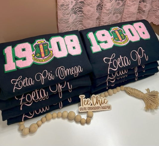 Zeta Pi/Zeta Psi Omega Customized Embroidery Sweatshirt