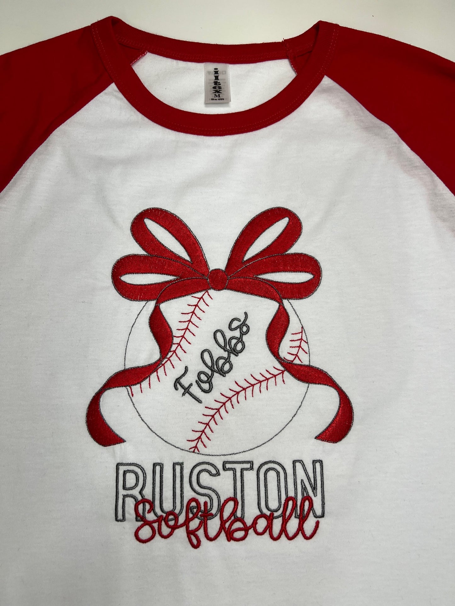 Personalized Softball Bow Raglan 3/4 sleeved Tee⚾💞