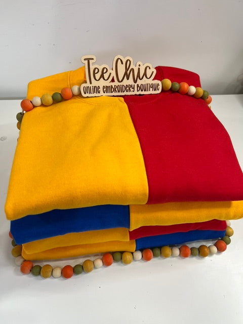 Custom Two-Tone Split Embroidered Crewneck Sweatshirt