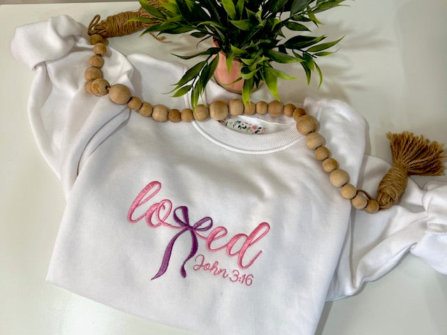 LOVED JOHN 3 16 OVERSIZED Embroidered Sweatshirt