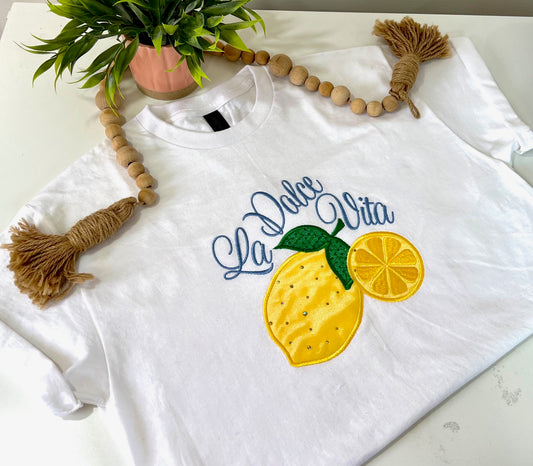 La Dolce Vita (The Good Life) Embroidered Lemon Shirt