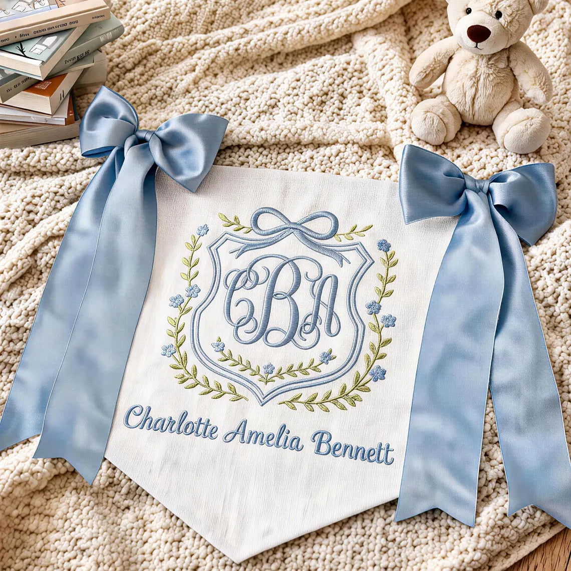 Personalized Baby Banner, Bibs, & Blankets